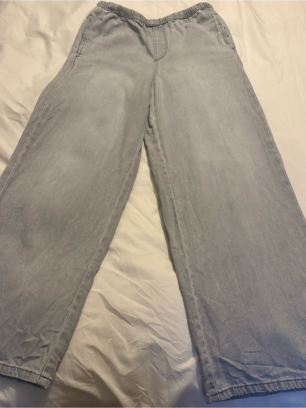 Zara Kids Light Gray Wide-Leg Jeans